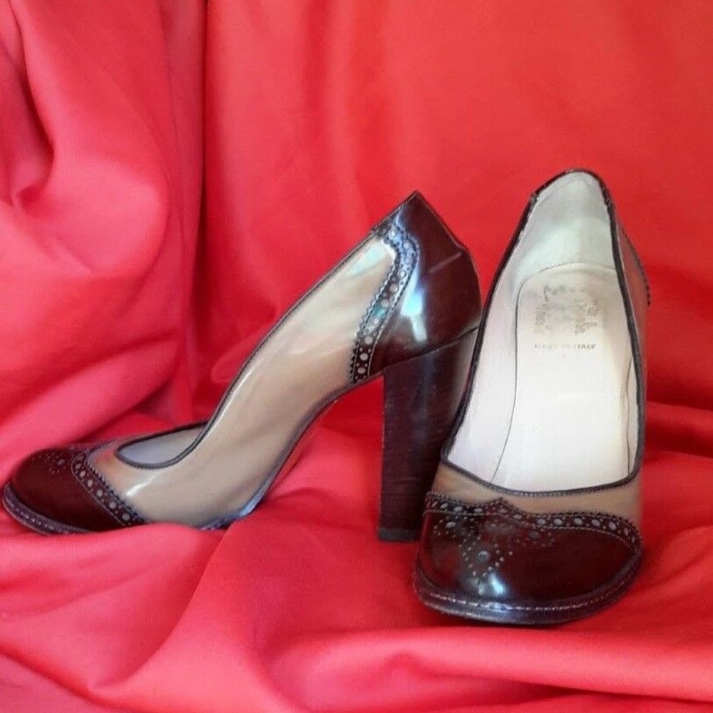 F.Lli Bruglia Block Heel Brown Leather Shoes